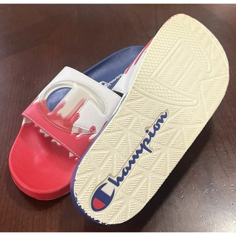Champion IPO Drip Slides CP102177M Men's 8M Red White & Blue Athletic Sandals